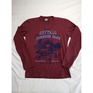 Fiorucci Man Burgundy Buffalo Country Club Long Sleeve Graphic T-Shirt Mens M